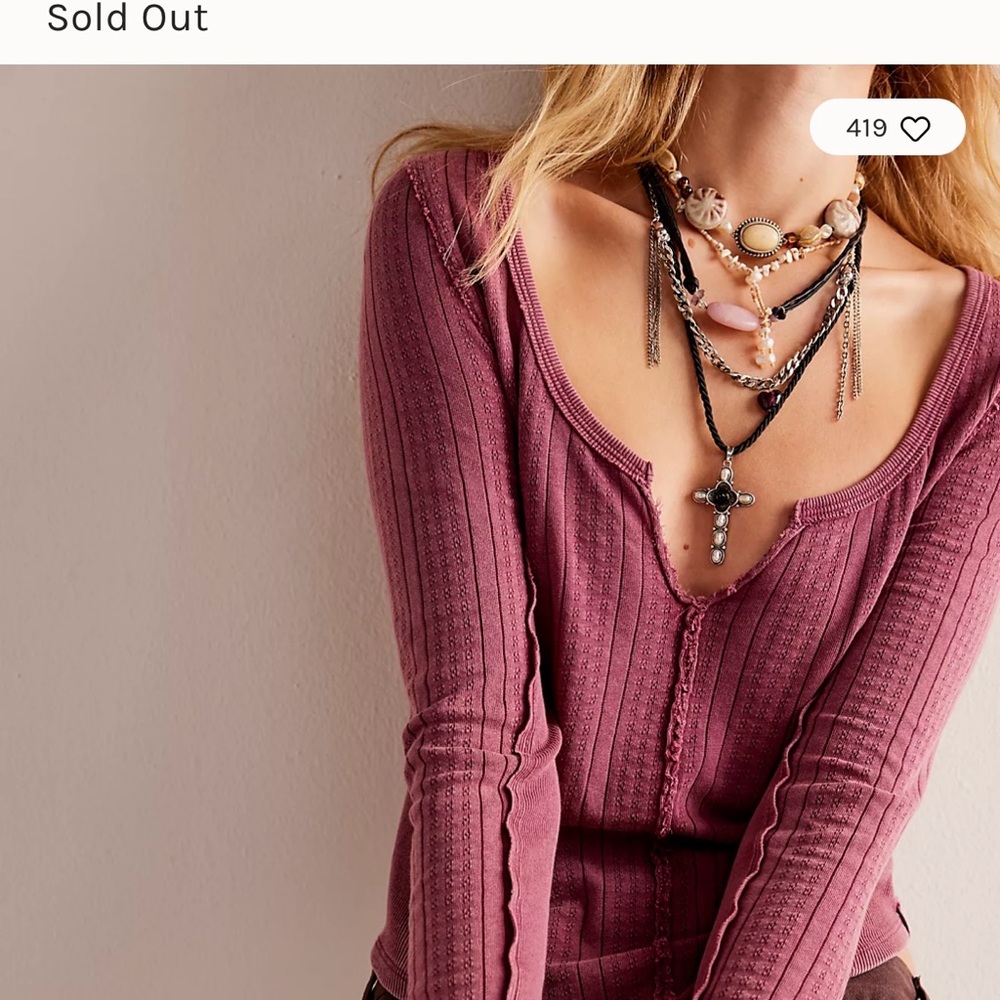 Free People Silver and Pink Layered Necklace with Cross